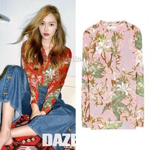 ISABEL MARANT ETOILE Wescott Floral Print Henley Long Sleeve Top in Pink